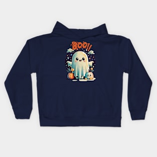 Funny Halloween Ghost Boo in Galaxy Kids Hoodie